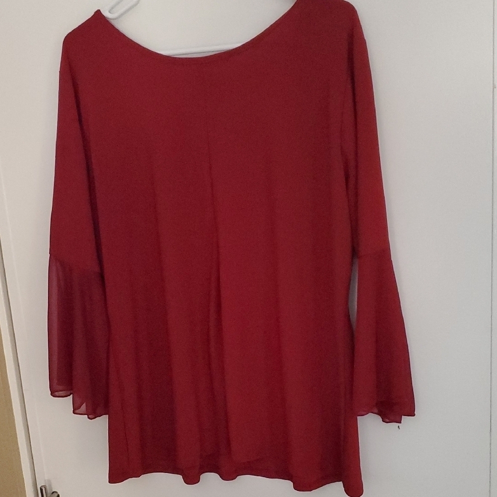 Suzie In The City Deep Red Blouse Size 1x - Picture 5 of 6